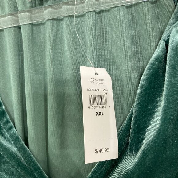 New GAP size XXL Green Velvet Soft Flowy Short Sleeve Stretch Blouse Feminine - Picture 4 of 9